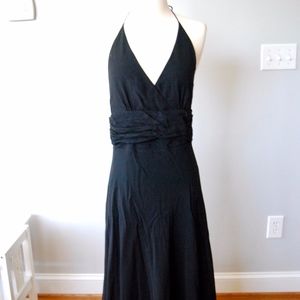 Black Silk Dress w/ Plunging Neckline and Low Back